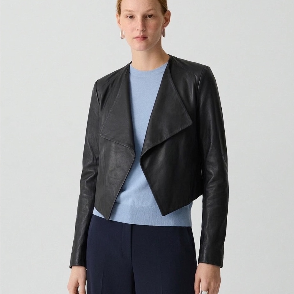 NWOT Theory Sheep Leather Cropped Jacket